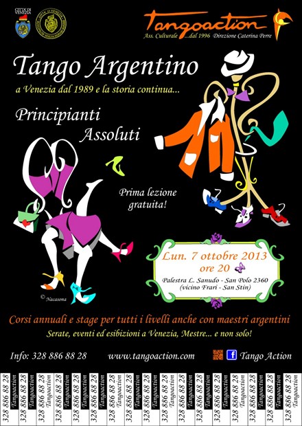 Tango lesson milonga gancho poster graphic art, Venice Italy